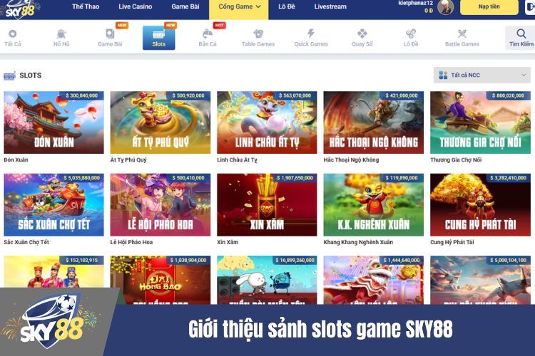 Giới thiệu sảnh slots game SKY88