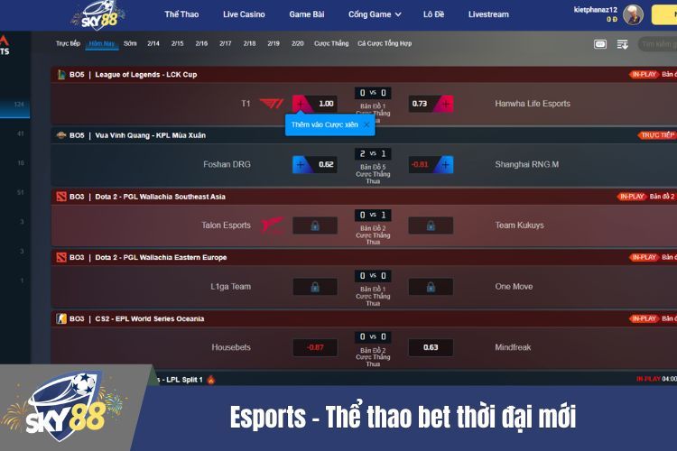 Esports - Thể thao bet thời đại mới